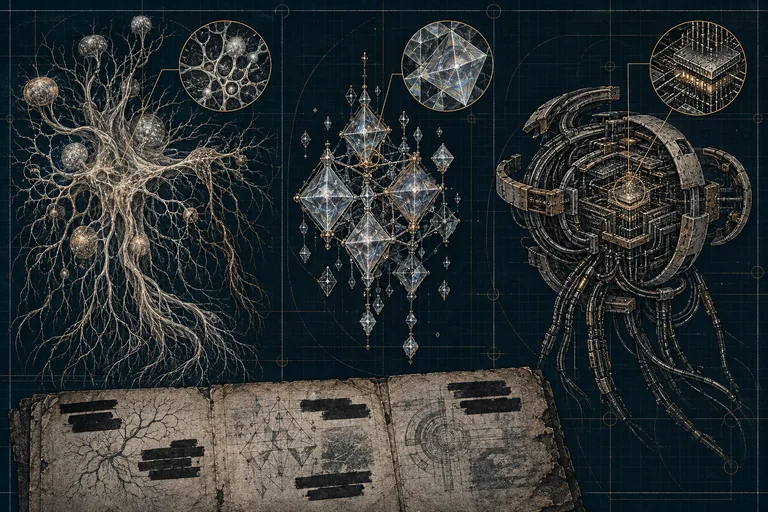 Comparative studies of branching organic cognition, a photonic crystal lattice and a synthetic processor beside incomplete archival records.